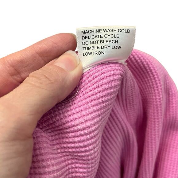 Sunnyside By Sundry Waffle Knit Joggers Small Pink Casual Loungewear Cozy Cotton - Picture 6 of 8